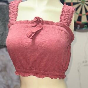 Billabong boho Square Neck Crop Top Coral  Size L Sleeveless